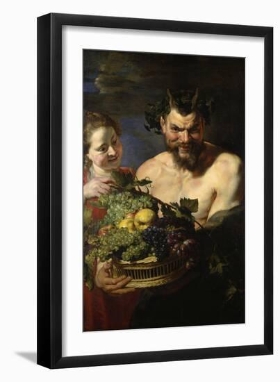 Satyr Und Maedchen Mit Fruechtekorb. Lwd., 112,5 X 71 Cm-Peter Paul Rubens-Framed Giclee Print