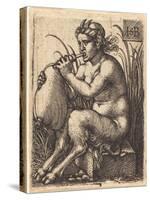Satyr Woman Playing Bagpipe, c.1525-50-Hans Sebald Beham-Stretched Canvas
