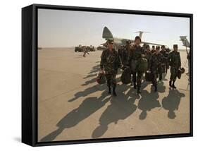 Saudi Arabia Army Soldiers U.S.Troops Arriving Air Base-Bob Daugherty-Framed Stretched Canvas