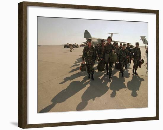 Saudi Arabia Army Soldiers U.S.Troops Arriving Air Base-Bob Daugherty-Framed Photographic Print