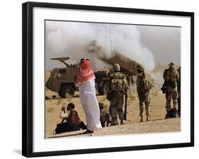 Saudi Arabia Army Soldiers Watching Multiple Rocket Launch System-Bob Daugherty-Framed Photographic Print