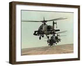 Saudi Arabia Army U.S. Forces Apache Assault Helicopters Kuwait Crisis-Bob Daugherty-Framed Premium Photographic Print