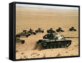 Saudi Arabia Army U.S Forces Maneuver Exercise Kuwait Crisis-Tannen Maury-Framed Stretched Canvas