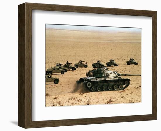 Saudi Arabia Army U.S Forces Maneuver Exercise Kuwait Crisis-Tannen Maury-Framed Photographic Print