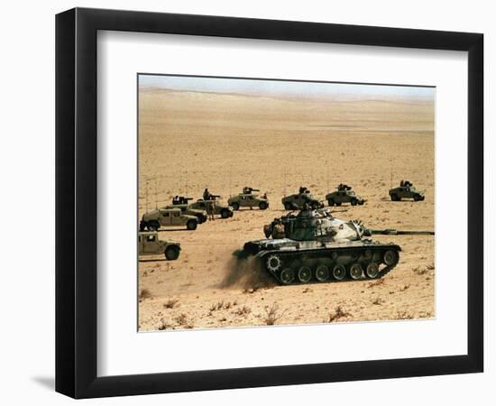 Saudi Arabia Army U.S Forces Maneuver Exercise Kuwait Crisis-Tannen Maury-Framed Photographic Print