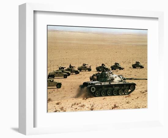 Saudi Arabia Army U.S Forces Maneuver Exercise Kuwait Crisis-Tannen Maury-Framed Photographic Print