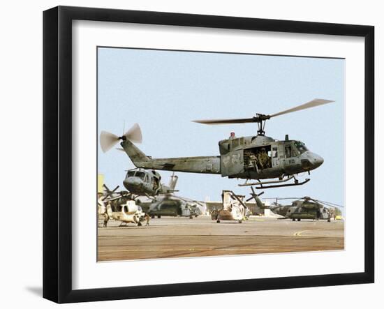 Saudi Arabia Army U.S. Marine UH-1 Huey Helicopters-Tannen Maury-Framed Premium Photographic Print