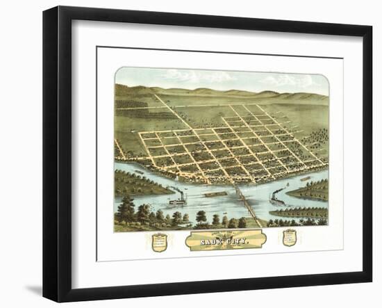 Sauk City, Wisconsin - Panoramic Map-Lantern Press-Framed Art Print