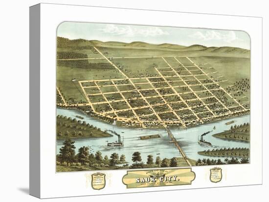 Sauk City, Wisconsin - Panoramic Map-Lantern Press-Stretched Canvas