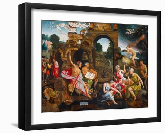 Saul and the Witch of Endor, 1526-Jacob Cornelisz van Oostsanen-Framed Giclee Print