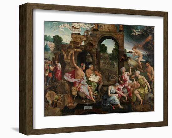 Saul and the Witch of Endor-Jacob Cornelisz van Oostsanen-Framed Art Print