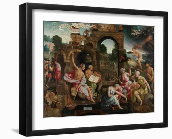 Saul and the Witch of Endor-Jacob Cornelisz van Oostsanen-Framed Art Print