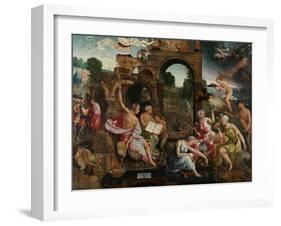 Saul and the Witch of Endor-Jacob Cornelisz van Oostsanen-Framed Art Print