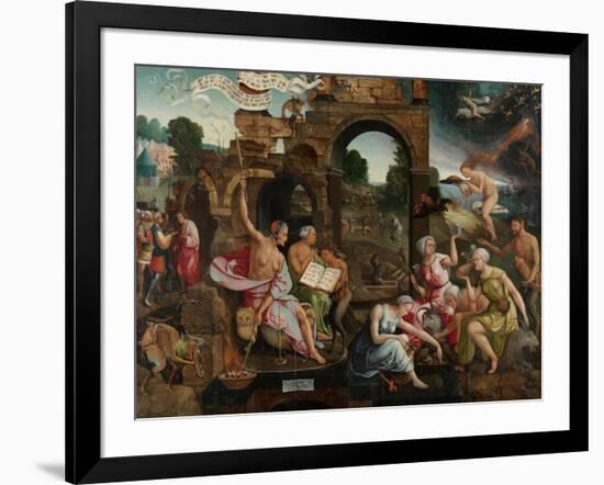 Saul and the Witch of Endor-Jacob Cornelisz van Oostsanen-Framed Art Print