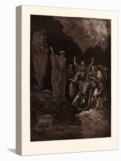 Saul and the Witch of Endor-Gustave Dore-Stretched Canvas