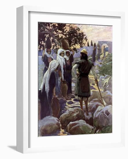 Saul questions the young maidens by Tissot -Bible-James Jacques Joseph Tissot-Framed Giclee Print