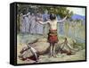 Saul sacrifices the oxen by J James Tissot - Bible-James Jacques Joseph Tissot-Framed Stretched Canvas