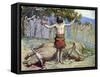 Saul sacrifices the oxen by J James Tissot - Bible-James Jacques Joseph Tissot-Framed Stretched Canvas