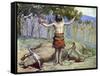 Saul sacrifices the oxen by J James Tissot - Bible-James Jacques Joseph Tissot-Framed Stretched Canvas