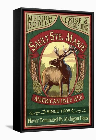 Sault Ste. Marie, Michigan - Elk Pale Ale-Lantern Press-Framed Stretched Canvas