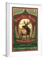 Sault Ste. Marie, Michigan - Elk Pale Ale-Lantern Press-Framed Art Print