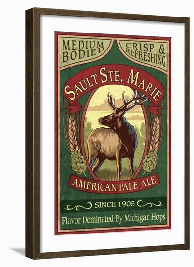 Sault Ste. Marie, Michigan - Elk Pale Ale-Lantern Press-Framed Art Print