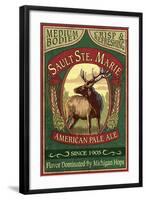 Sault Ste. Marie, Michigan - Elk Pale Ale-Lantern Press-Framed Art Print