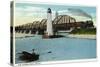 Sault Ste. Marie, Michigan - International Bridge Scene-Lantern Press-Stretched Canvas