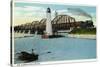 Sault Ste. Marie, Michigan - International Bridge Scene-Lantern Press-Stretched Canvas