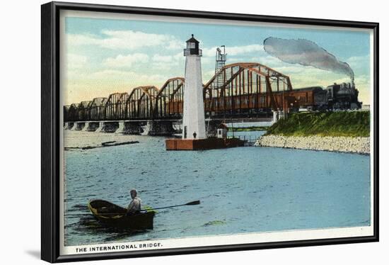 Sault Ste. Marie, Michigan - International Bridge Scene-Lantern Press-Framed Art Print