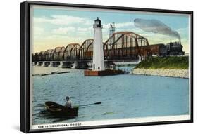 Sault Ste. Marie, Michigan - International Bridge Scene-Lantern Press-Framed Art Print