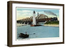 Sault Ste. Marie, Michigan - International Bridge Scene-Lantern Press-Framed Art Print