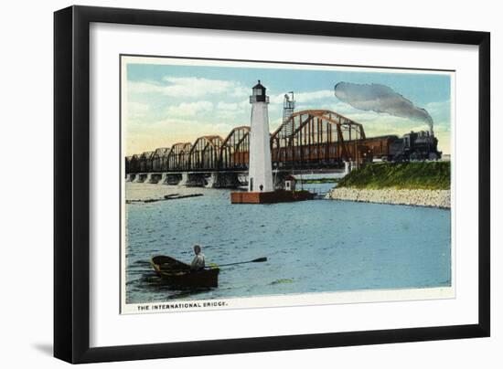 Sault Ste. Marie, Michigan - International Bridge Scene-Lantern Press-Framed Art Print