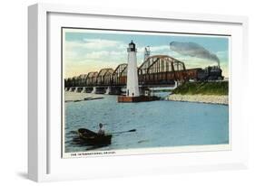 Sault Ste. Marie, Michigan - International Bridge Scene-Lantern Press-Framed Art Print