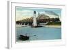 Sault Ste. Marie, Michigan - International Bridge Scene-Lantern Press-Framed Art Print