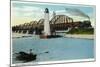 Sault Ste. Marie, Michigan - International Bridge Scene-Lantern Press-Mounted Art Print