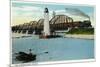 Sault Ste. Marie, Michigan - International Bridge Scene-Lantern Press-Mounted Art Print