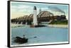 Sault Ste. Marie, Michigan - International Bridge Scene-Lantern Press-Framed Stretched Canvas