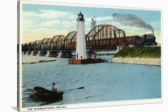 Sault Ste. Marie, Michigan - International Bridge Scene-Lantern Press-Stretched Canvas