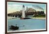 Sault Ste. Marie, Michigan - International Bridge Scene-Lantern Press-Framed Art Print