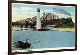 Sault Ste. Marie, Michigan - International Bridge Scene-Lantern Press-Framed Art Print