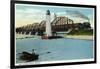 Sault Ste. Marie, Michigan - International Bridge Scene-Lantern Press-Framed Art Print