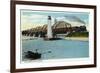 Sault Ste. Marie, Michigan - International Bridge Scene-Lantern Press-Framed Premium Giclee Print