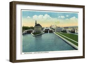 Sault Ste. Marie, Michigan - View of the Soo-Michigan Locks from the Eastern Approach-Lantern Press-Framed Art Print