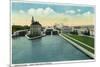 Sault Ste. Marie, Michigan - View of the Soo-Michigan Locks from the Eastern Approach-Lantern Press-Mounted Premium Giclee Print