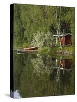 Sauna and Lake Reflections, Lapland, Finland-Doug Pearson-Stretched Canvas