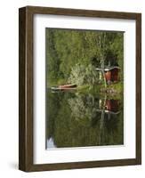 Sauna and Lake Reflections, Lapland, Finland-Doug Pearson-Framed Photographic Print