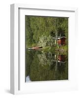 Sauna and Lake Reflections, Lapland, Finland-Doug Pearson-Framed Photographic Print