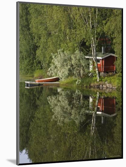 Sauna and Lake Reflections, Lapland, Finland-Doug Pearson-Mounted Photographic Print