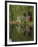 Sauna and Lake Reflections, Lapland, Finland-Doug Pearson-Framed Photographic Print